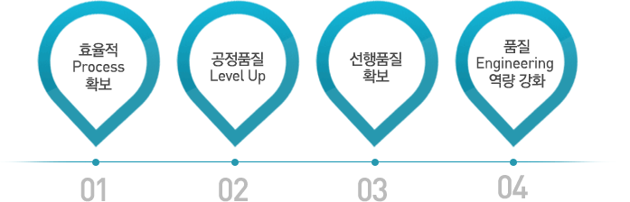 효율적 Process 확보, 공정품질 Level Up, 선행품질 확보, 품질 Engineering 역량 강화